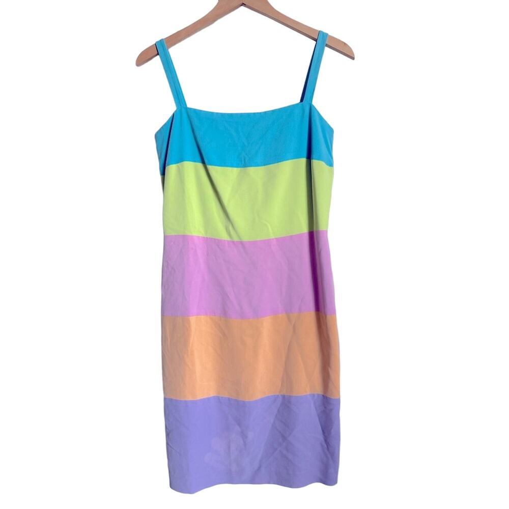 Vintage Silk Color Block Dress Size 4